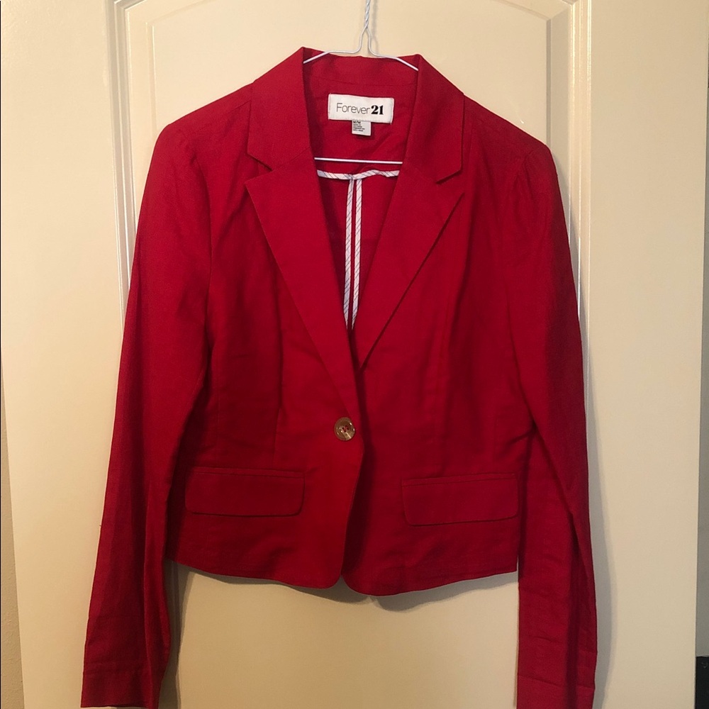 Forever 21 Bright Red Single-Button Blazer